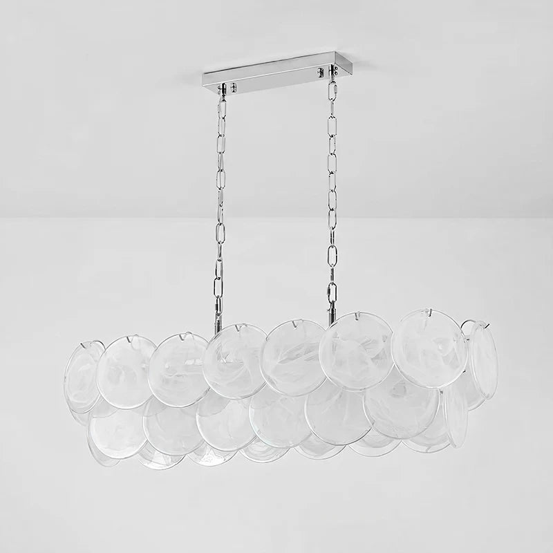 Illuminated Modern Light Colorful Disc Linear Chandelier Studio Display