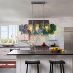 Modern Colorful Disc Linear Pendant Light in Contemporary Kitchen