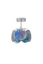 Modern Colorful Disc Art Glass Semi-Flush Mount Ceiling Light with Silver Canopy on Pure White Background