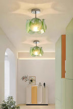 Modern Colorful Disc Art Glass Ceiling Lights in Extended Hallway
