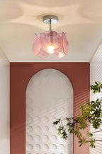 Modern Pink Colorful Disc Semi-Flush Ceiling Light in Arched Hallway