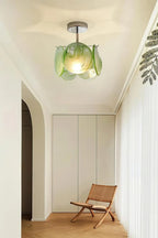 Modern Green Colorful Disc Ceiling Light in Bright Interior Setting