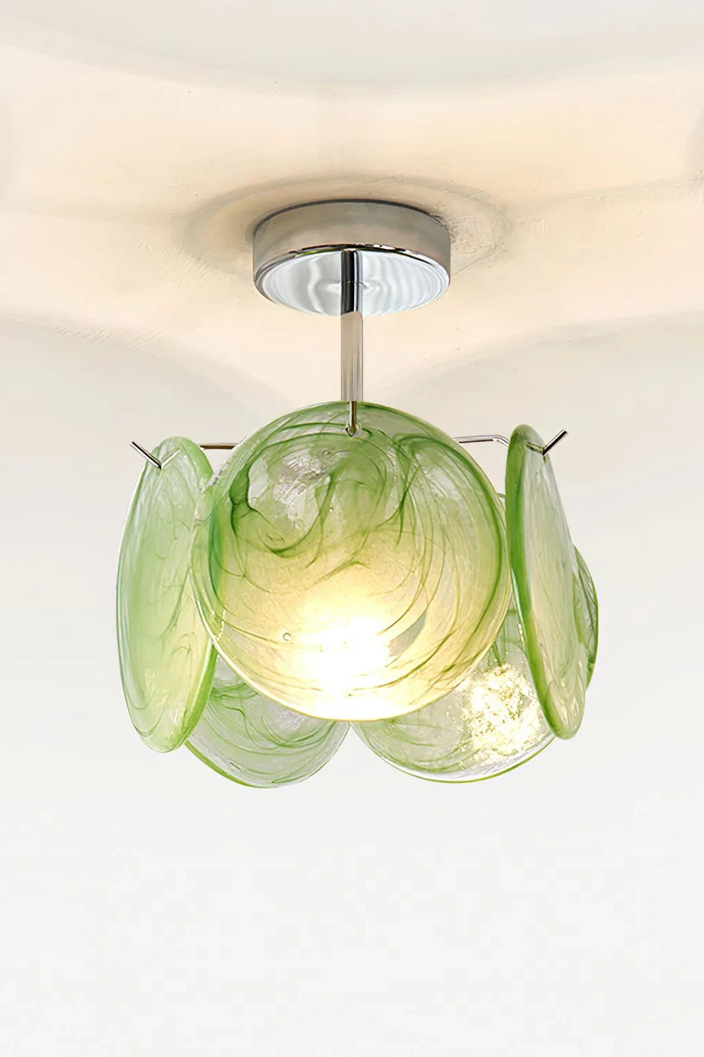 Illuminated Modern Green Colorful Disc Ceiling Light Studio Shot
