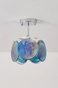 Illuminated Modern Blue Colorful Disc Semi-Flush Ceiling Light Studio Shot