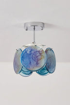 Illuminated Modern Blue Colorful Disc Semi-Flush Ceiling Light Studio Shot