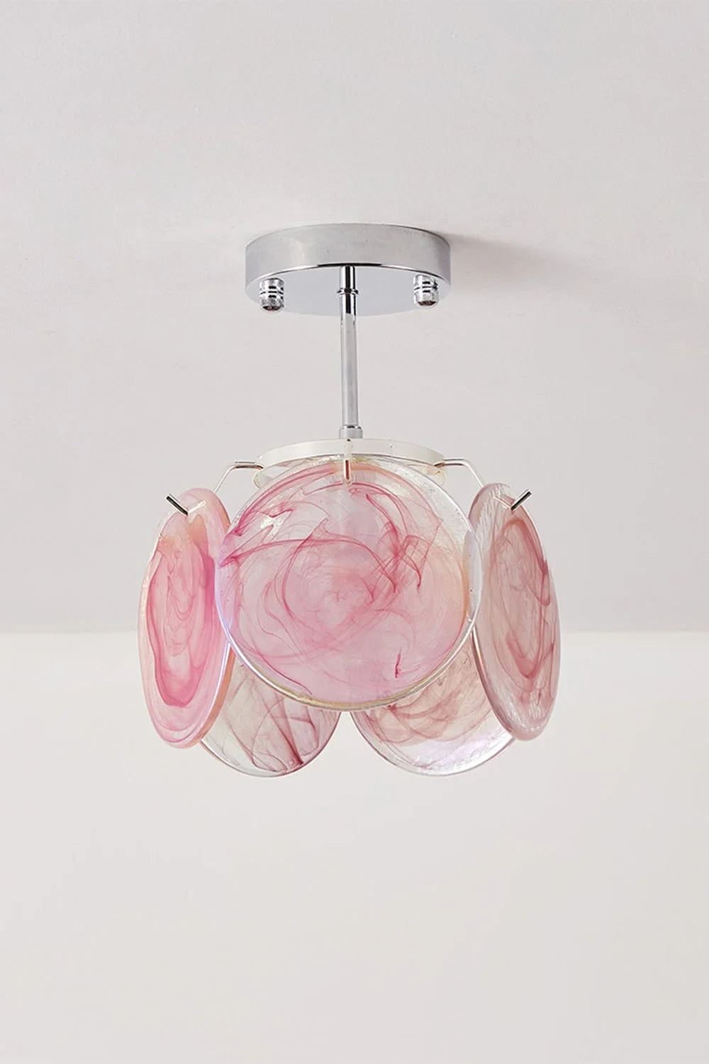Illuminated Modern Pink Colorful Disc Ceiling Light Studio Display