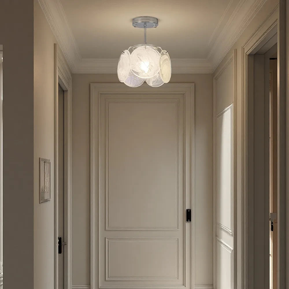 Modern Colorful Disc Art Glass Semi-Flush Ceiling Light in Hallway Foyer