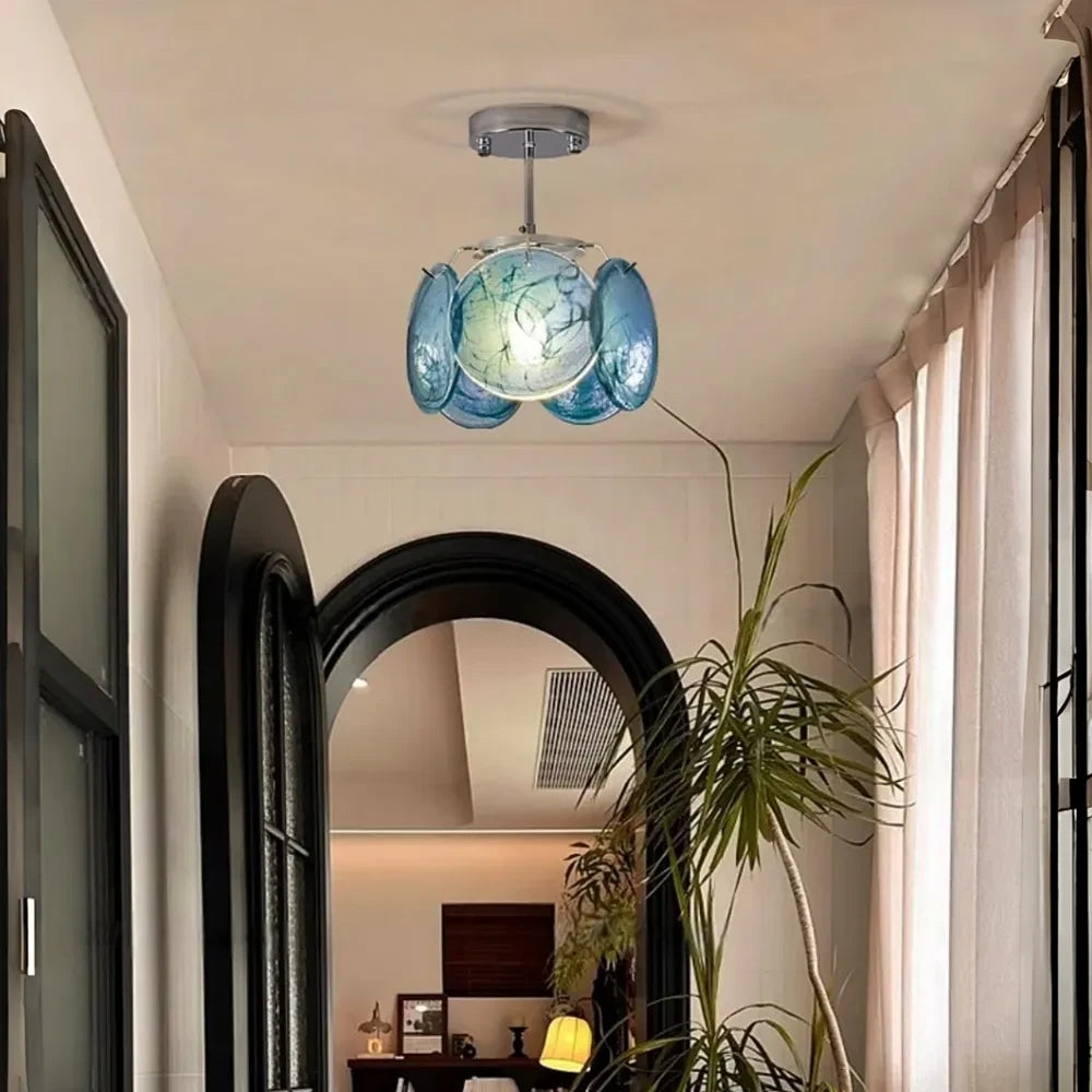 Modern Colorful Disc Semi-Flush Mount Ceiling Light in Contemporary Home