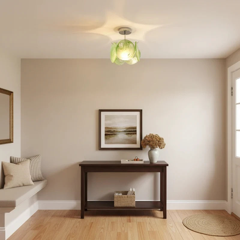 Modern Green Colorful Disc Ceiling Light in Hallway Corridor