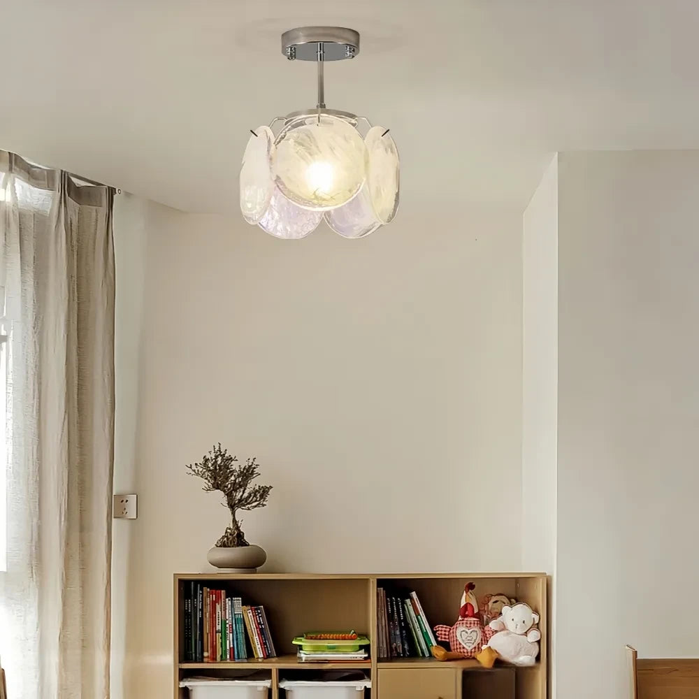 Modern Colorful Disc Art Glass Ceiling Light in Minimalist Interior