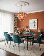 Modern Multi-Color Gradient Disc Chandelier in Cozy Dining Area