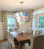 Modern Multi-Color Disc Chandelier in Open Plan Dining Room
