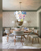 Modern Multi-Color Gradient Disc Chandelier in Classic Dining Setting