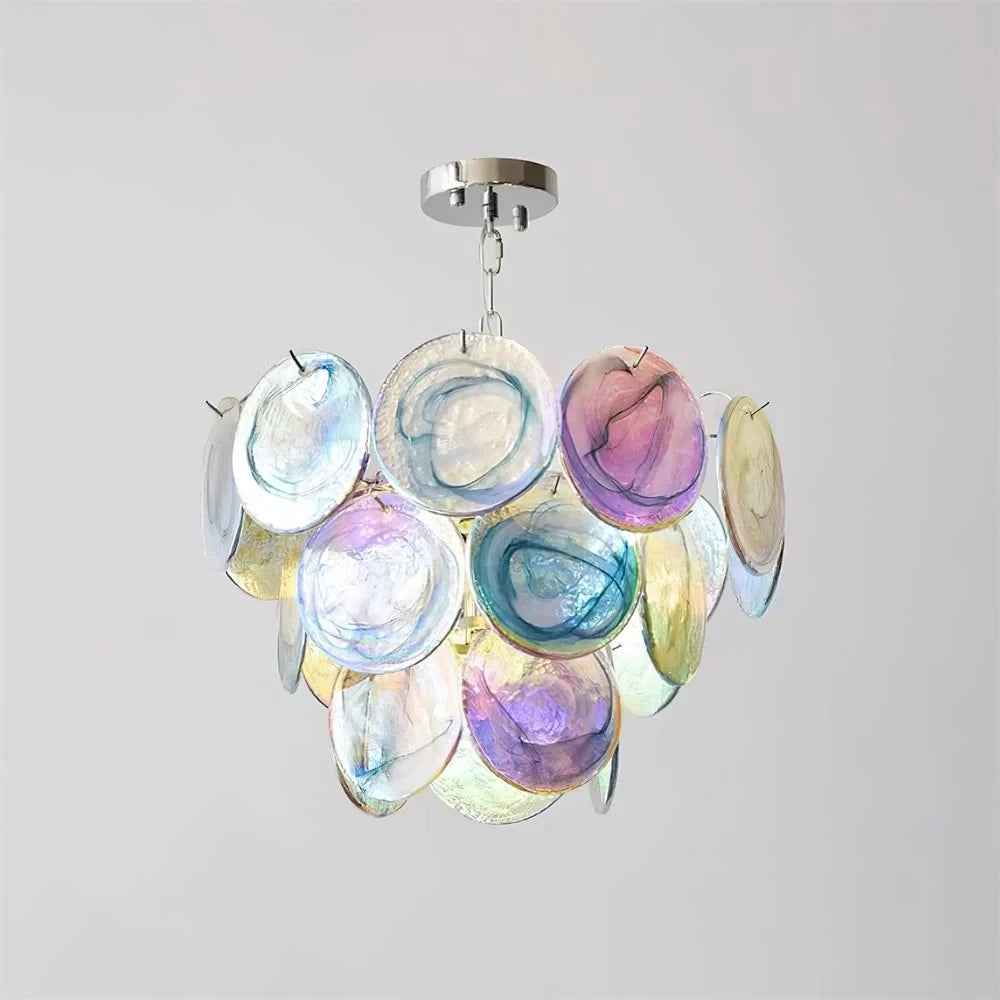 Illuminated Modern Multi-Color Gradient Disc Chandelier Studio Shot