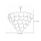 Modern Large Multi-Tier Gradient Disc Chandelier Line Art Dimension Diagram