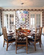 Modern Multi-Color Gradient Disc Chandelier in Formal Dining Room