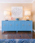 Modern Alabaster Disc Table Lamp in Contemporary Living Room