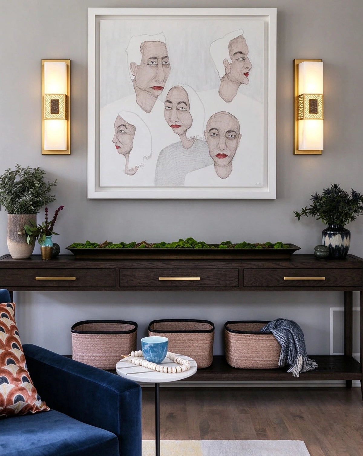 Modern Alabaster Wall Sconce in Elegant Living Room Setting