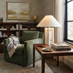 Modern Three-Column Marble Table Lamp in Classic Study Room