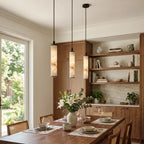 Modern Alabaster Art Glass Pendant Lights Over Dining Table