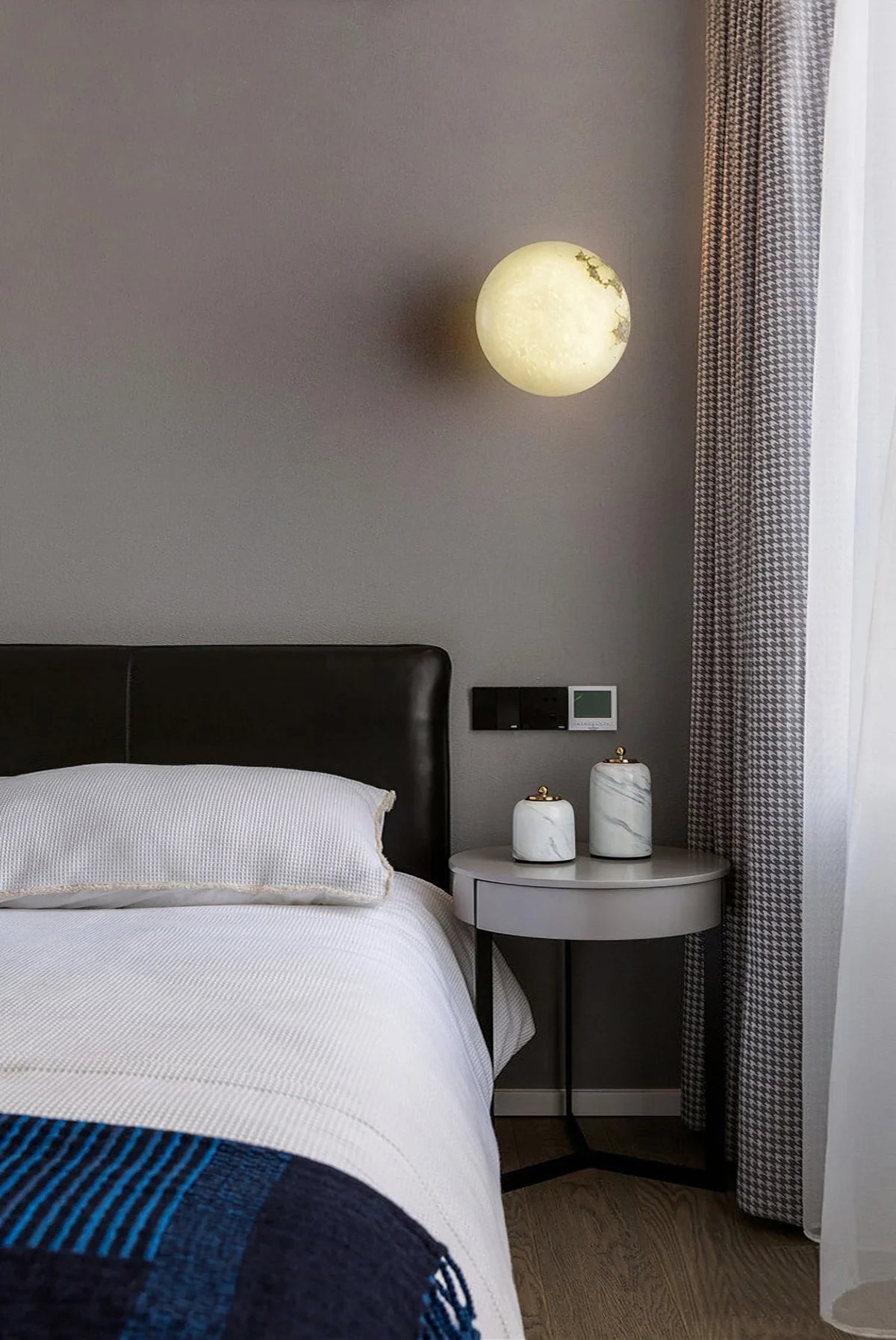 Modern Art Glass Wall Sconce in Bedroom Interior