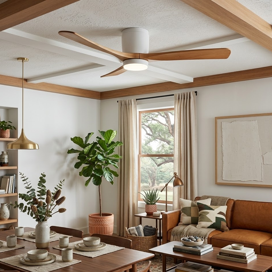 Nordic Wooden Ceiling Fan Light