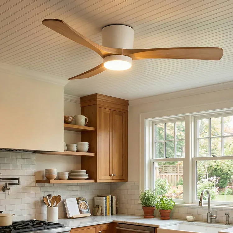 Nordic Wooden Ceiling Fan Light
