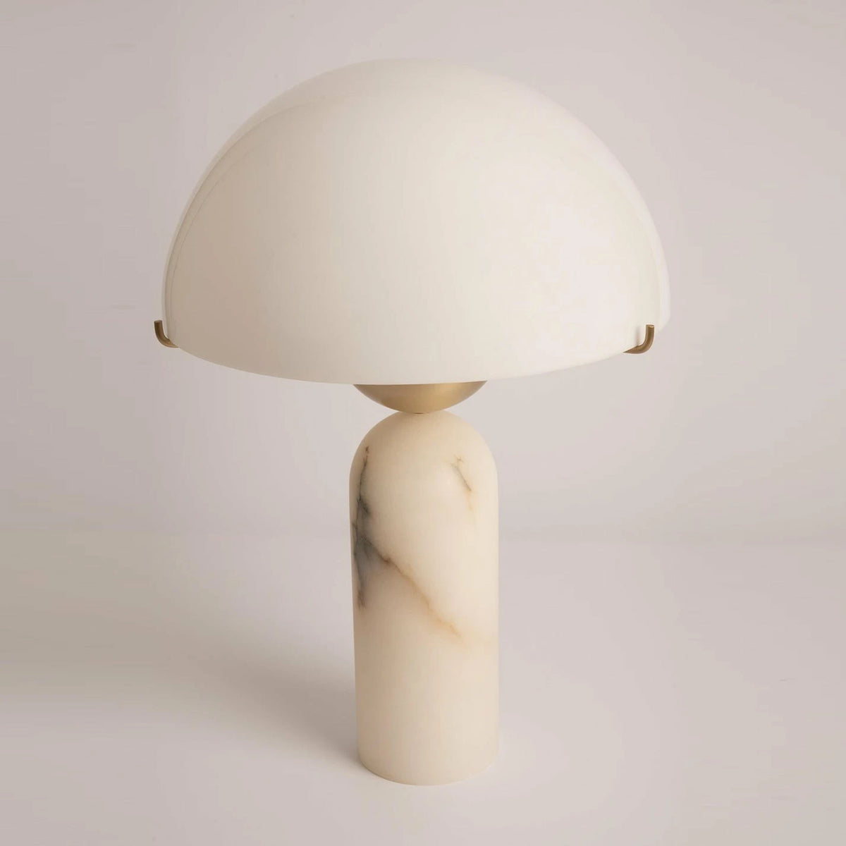 Illuminated Modern Alabaster Mushroom Table Lamp Studio Display