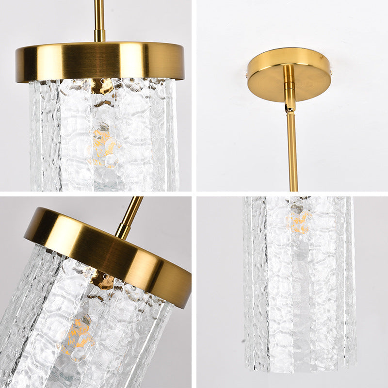 Textured Glass Cylinder Pendant Light