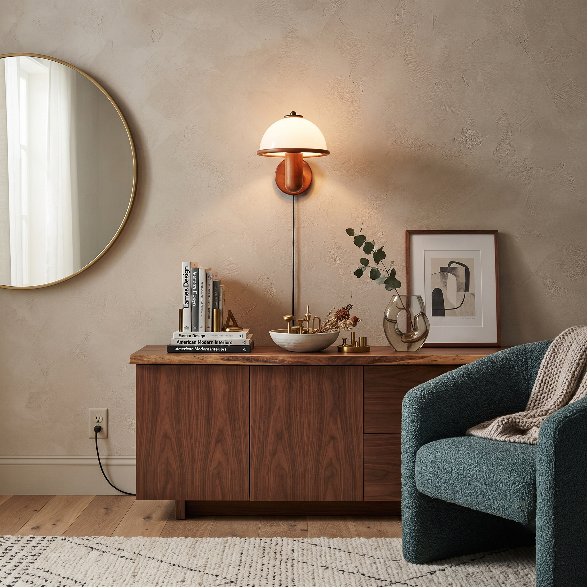 Oak Wood and PC Wall Sconce