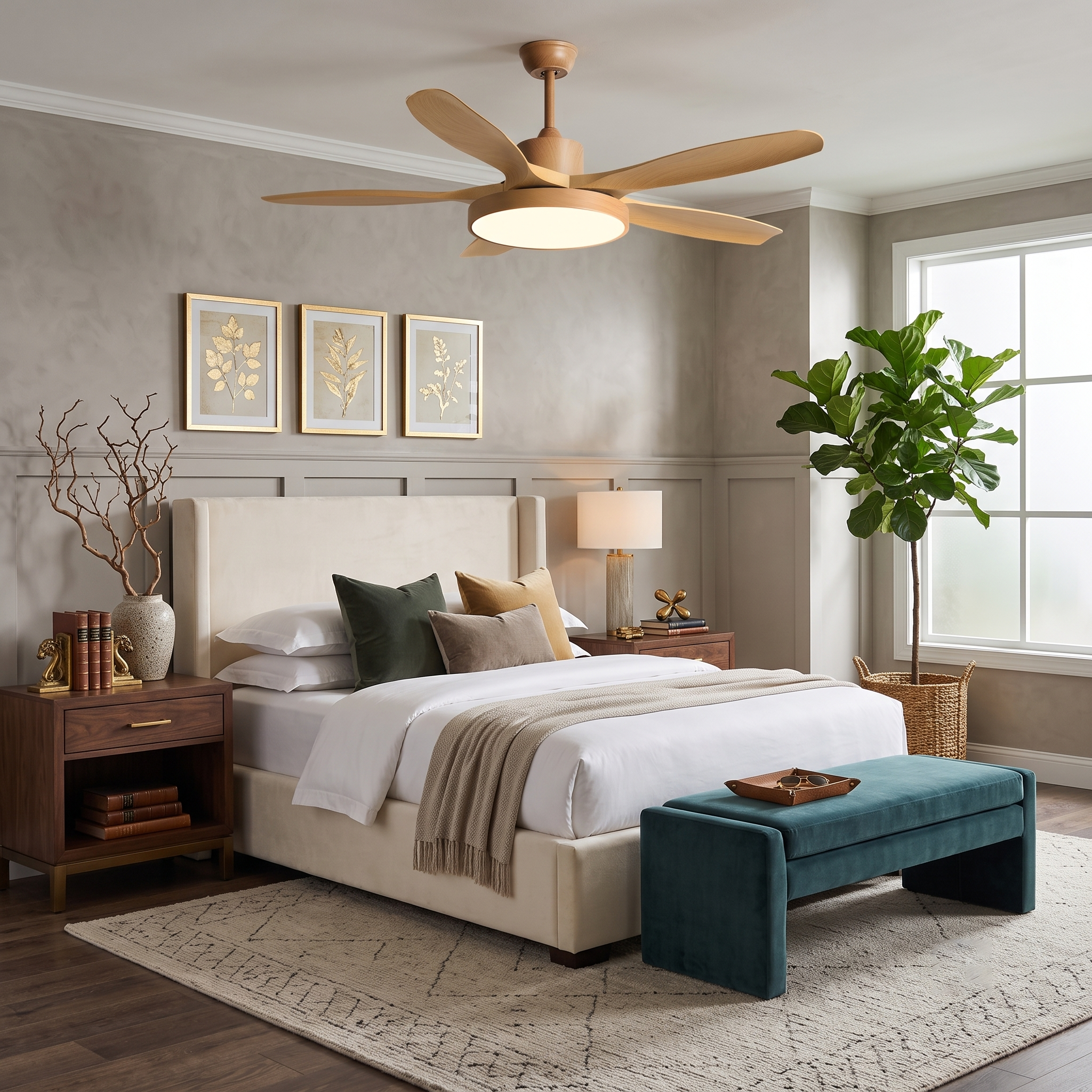 Oak Streamline Ceiling Fan