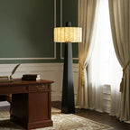 Tapered Base Alabaster Floor Lamp Illuminating Study Room Desk