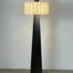 Modern Black Tapered Base Alabaster Floor Lamp Studio Display