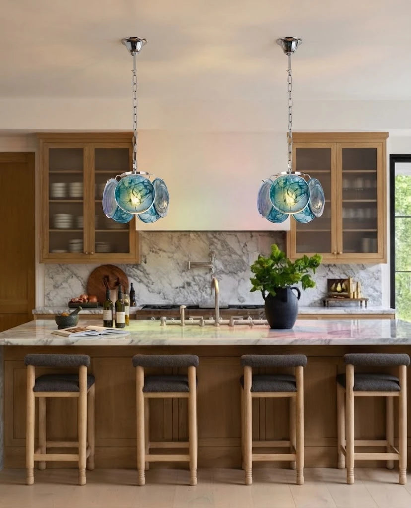 Modern Colorful Disc Pendant Light in Contemporary Kitchen