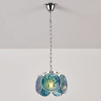 Illuminated Modern Blue Colorful Disc Pendant Light Studio Shot