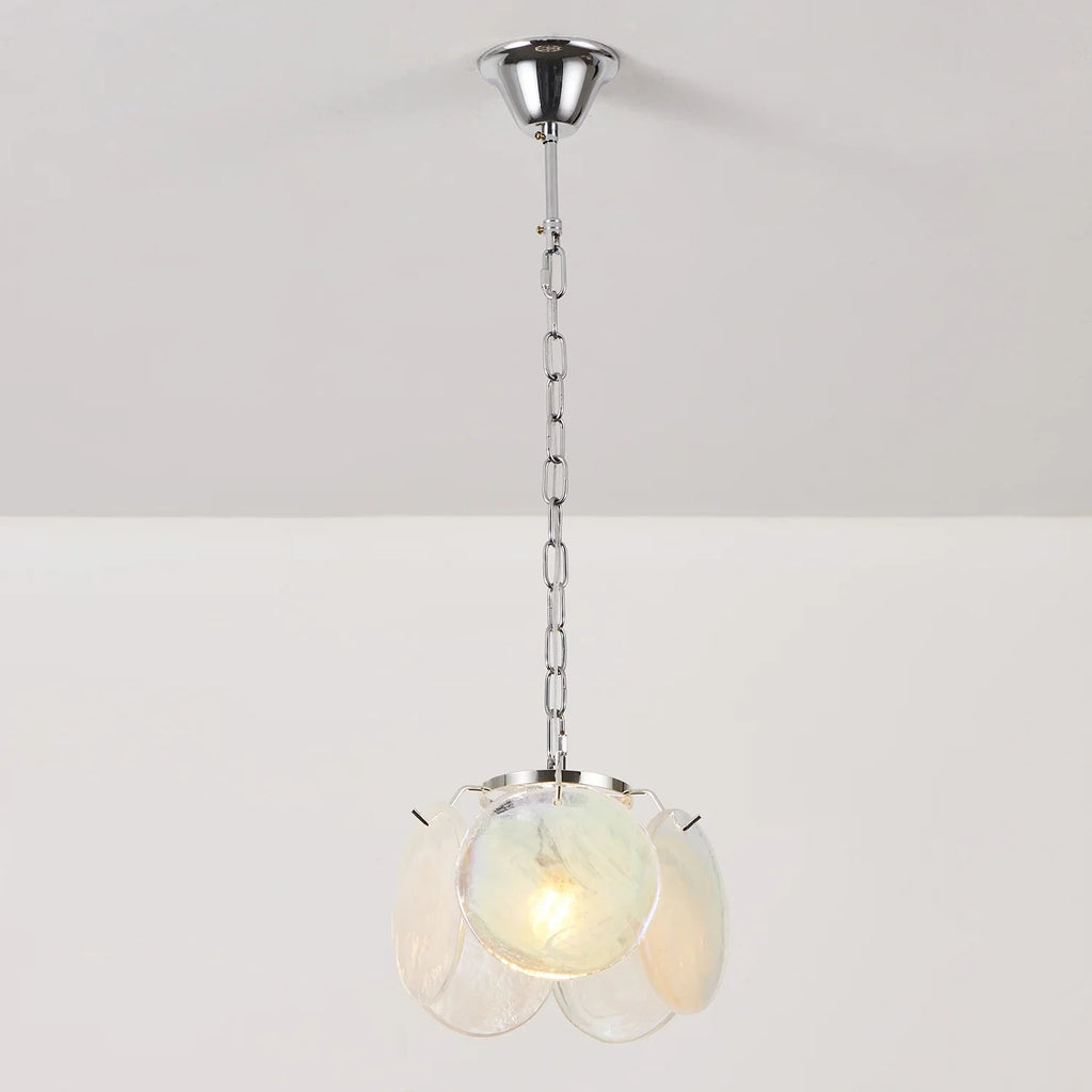 Illuminated Modern White Colorful Disc Pendant Light Studio Shot