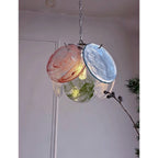 Modern Colorful Disc Art Glass Pendant Light Against Window Light