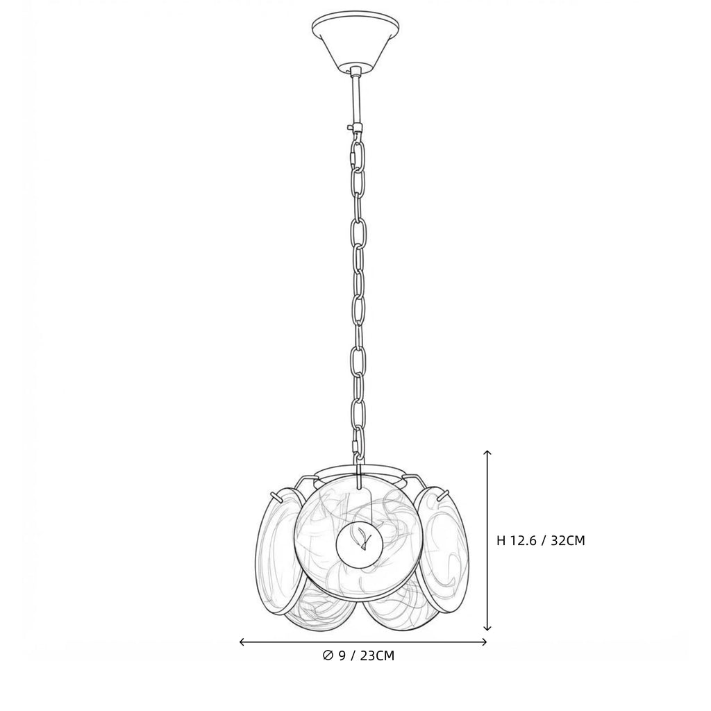 Modern Colorful Disc Art Glass Pendant Light Line Art Dimension Diagram