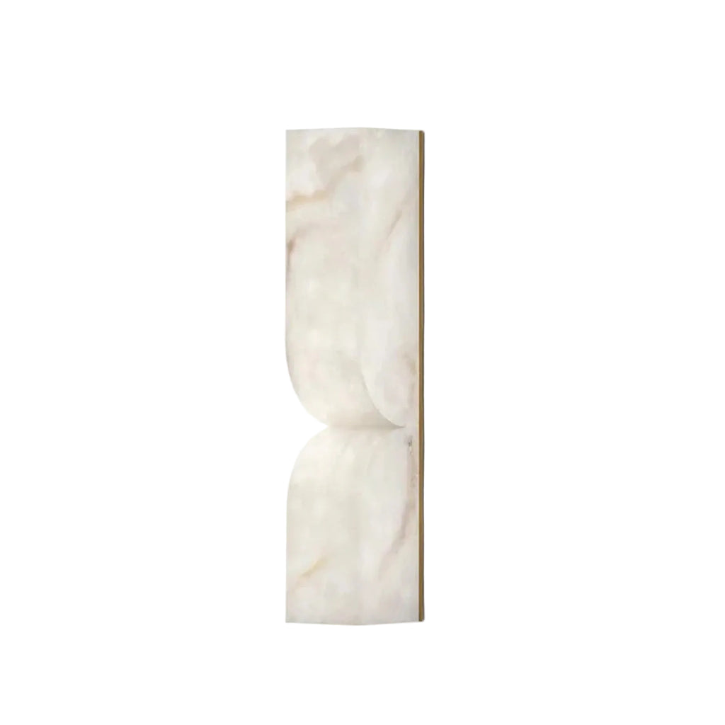 Modern Vertical Alabaster Wall Sconce with Fluted Design on Pure White Background