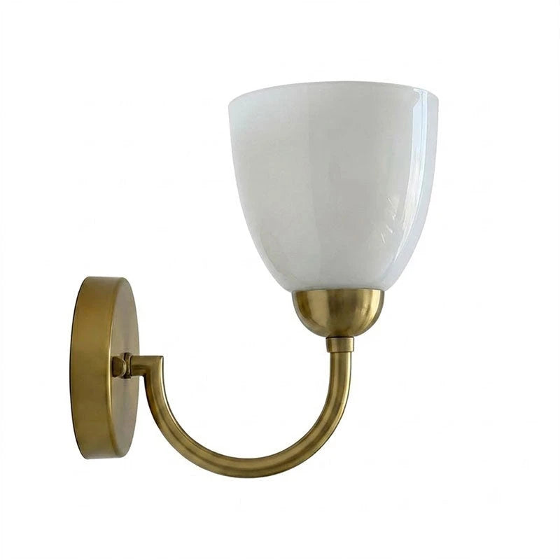 Opal Glass Brass Wall Sconce