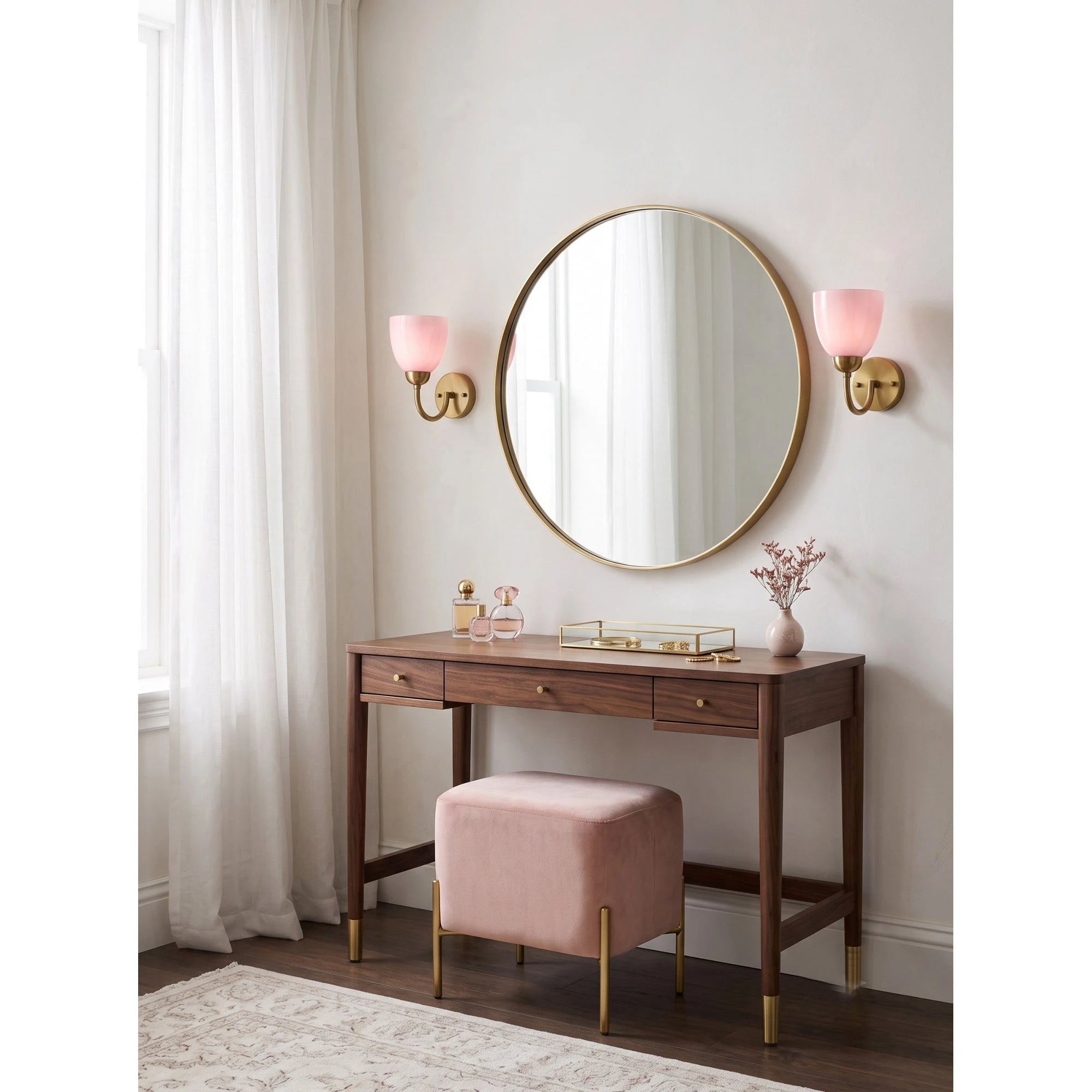 Opal Glass Brass Wall Sconce