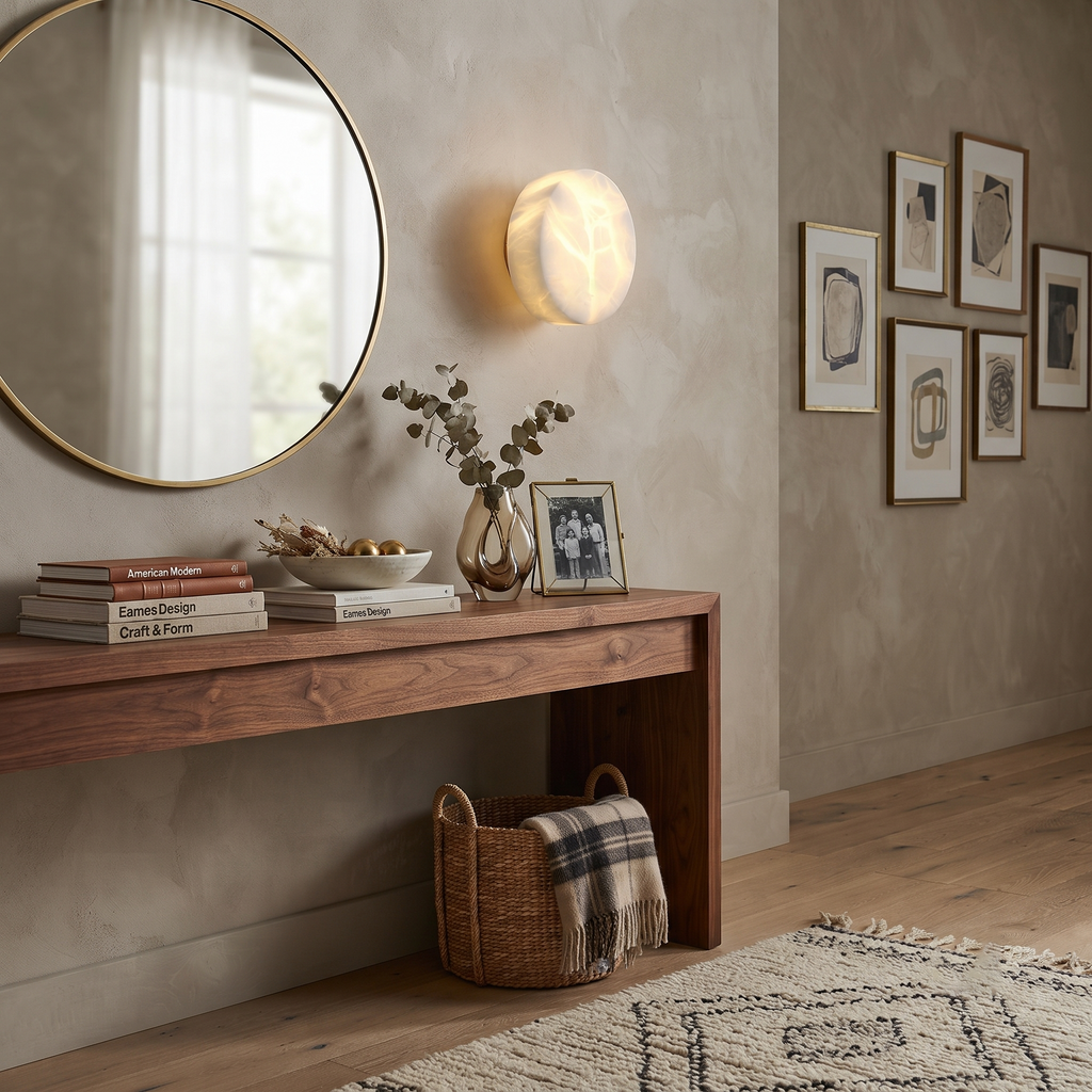 Ora Round Alabaster Sconce