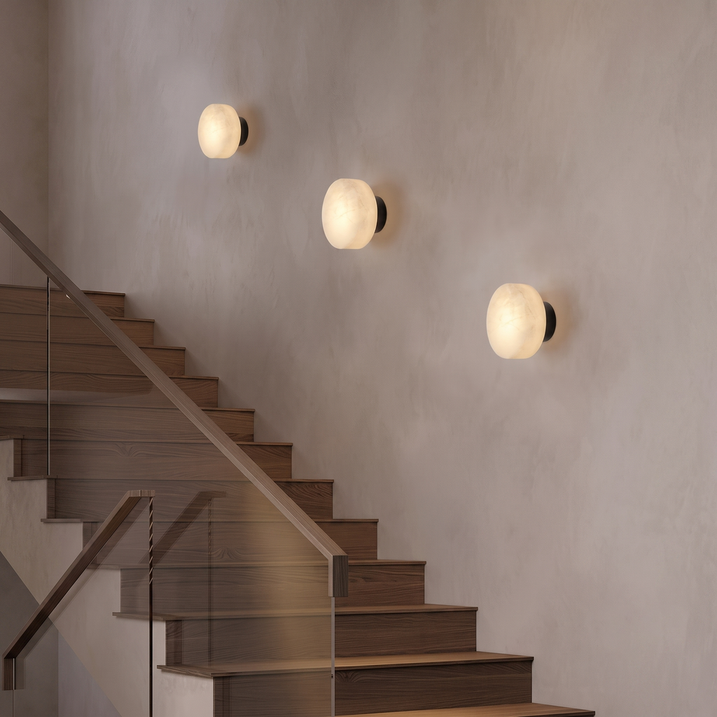 Ora Round Alabaster Sconce