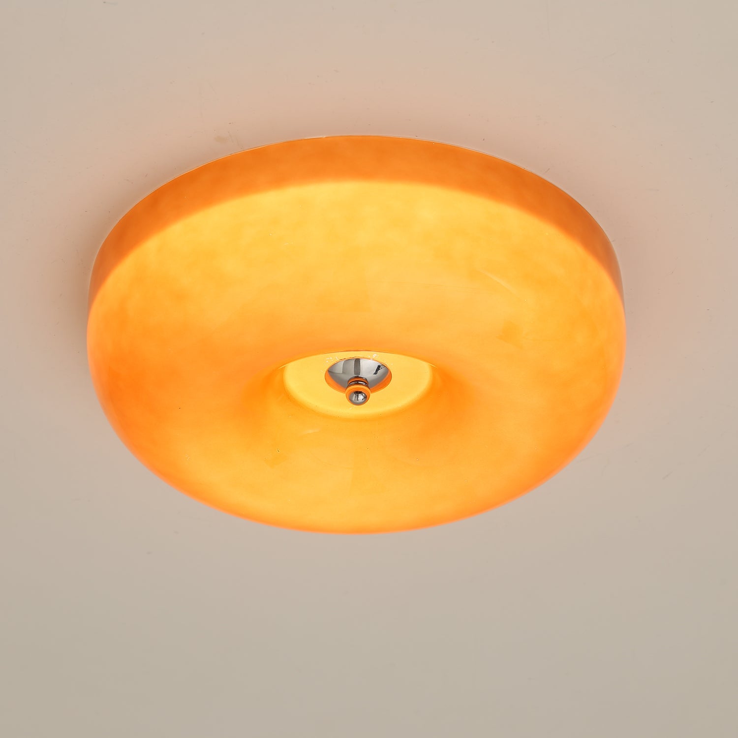Orange Swirl Glass Flush Mount