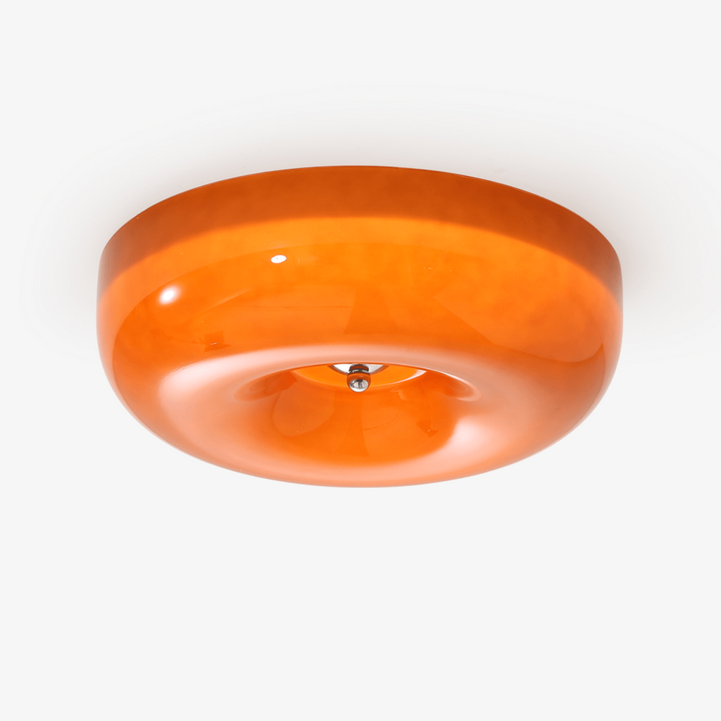 Orange Swirl Glass Flush Mount
