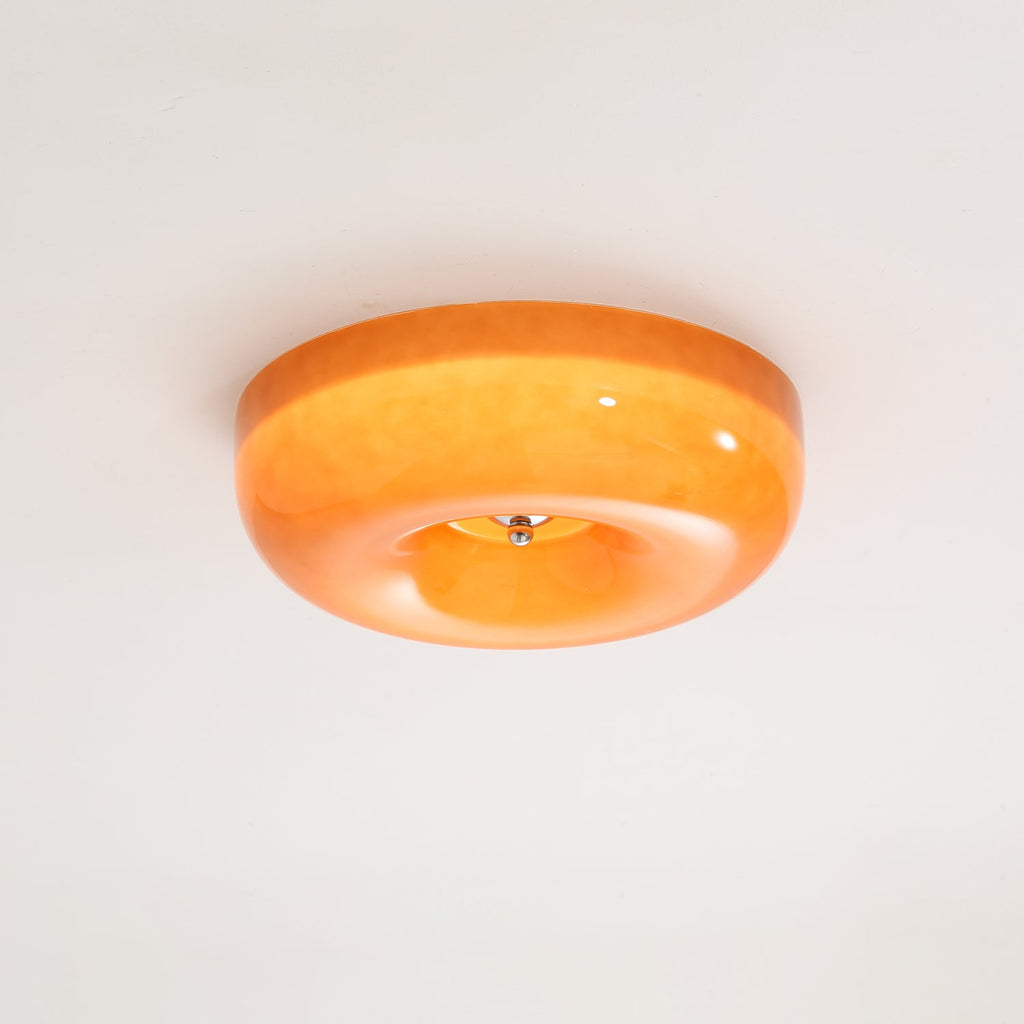 Orange Swirl Glass Flush Mount