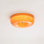 Orange Swirl Glass Flush Mount
