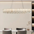 Alabaster Oval Pendant Light in Minimalist Dining Room