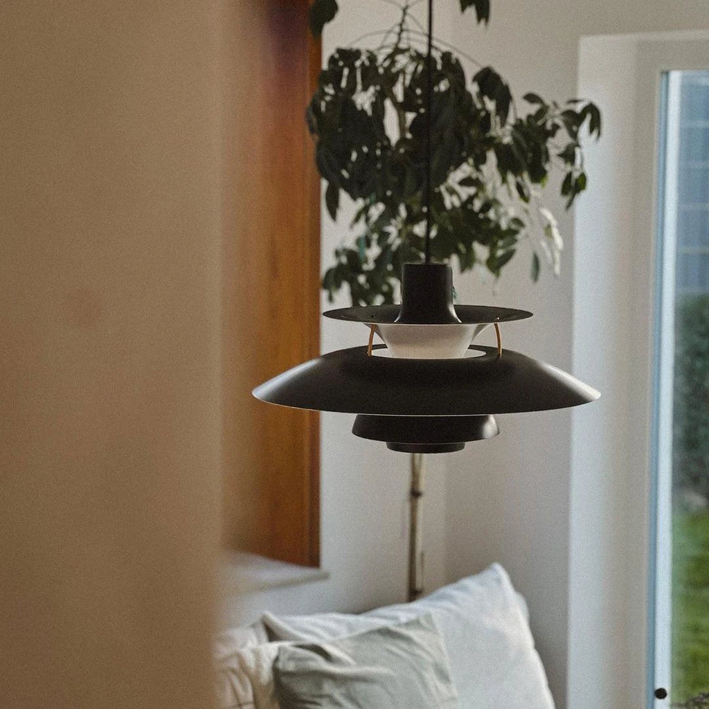 Modern Nordic Black Pendant Light near Window with Plants