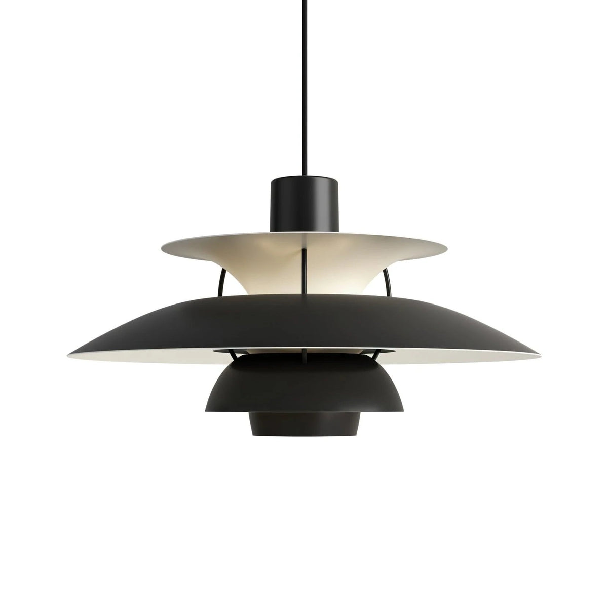 Front View of Modern Nordic Matte Black Pendant Light Studio Display